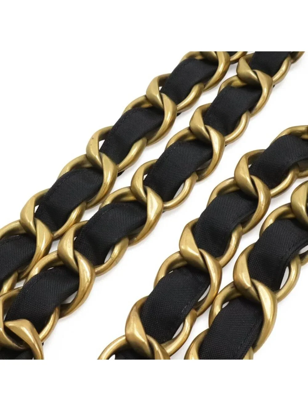 Chanel CC Logo Tote Chain Shoulder Bag Nylon Canvas Black Gold